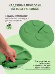 Зеленый 13 в 1, посуда детская, для кормления, силиконовая, тарелка на присоске, слюнявчик, кружка