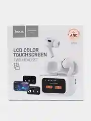 Белый наушники Bluetooth Hoco EW72 c шумоподавлением, в кейсе с сенсорным экраном