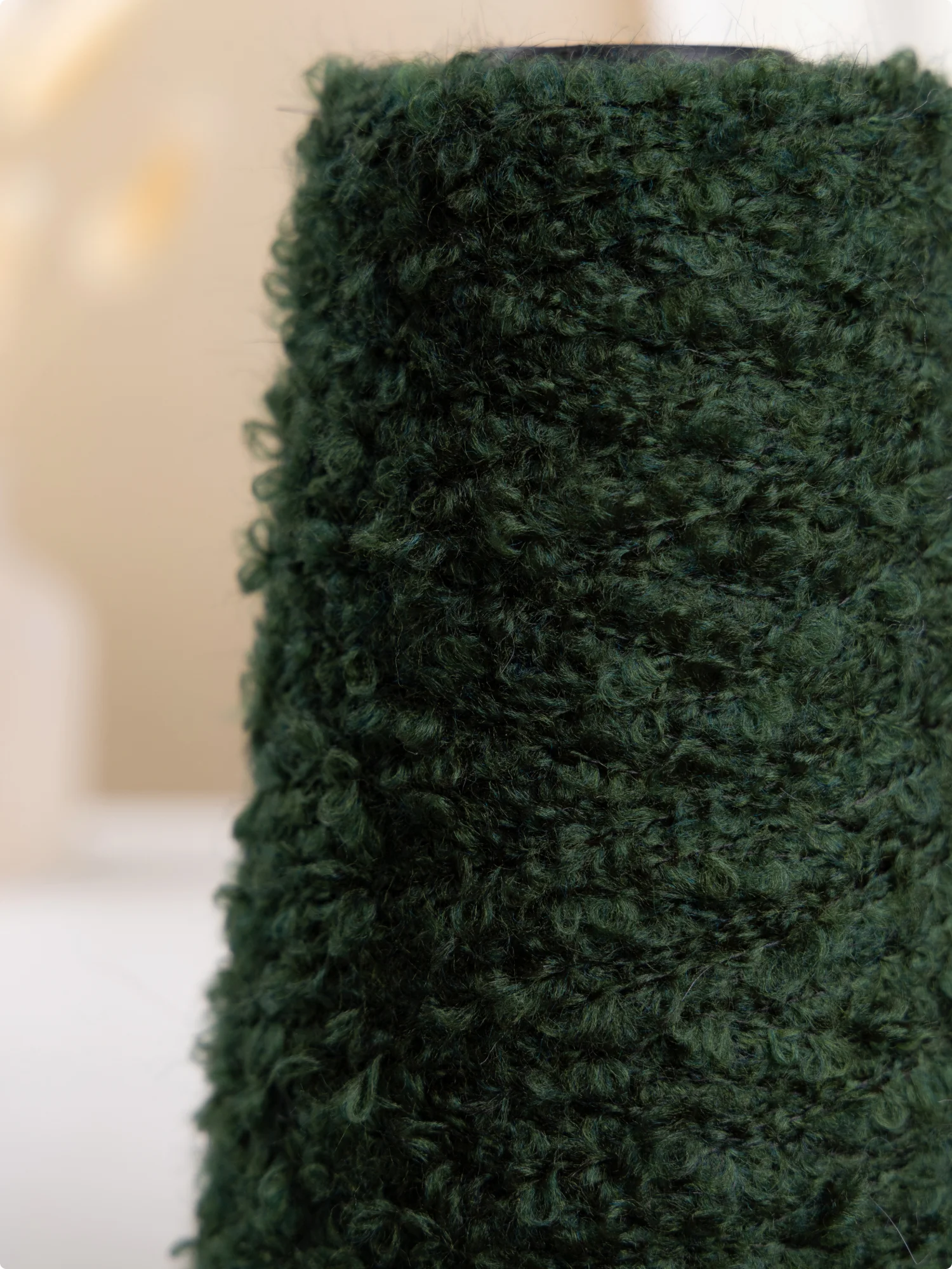 Тёмно-зелёный пряжа для вязания букле OnlyWe Organic Boucle, 200 гр / 700 м, шерсть и акрил, буклированая