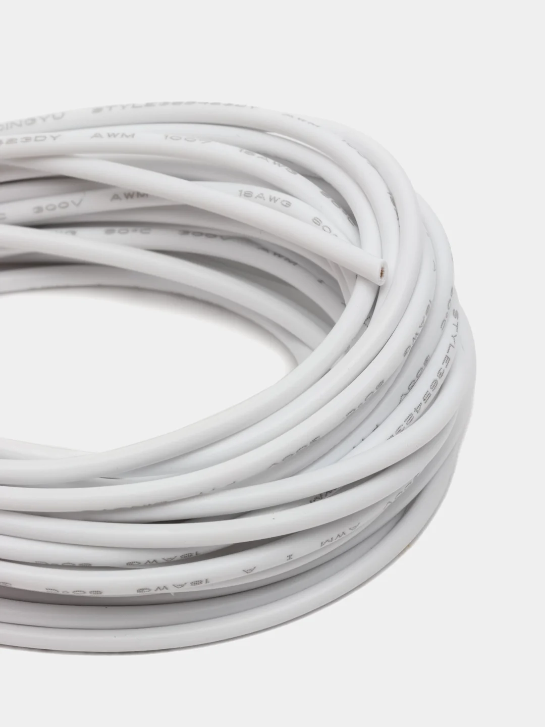 Белый провод UL1007 НПнг(C)-HF 18AWG (0.75мм, медь) отрезок 5 метров