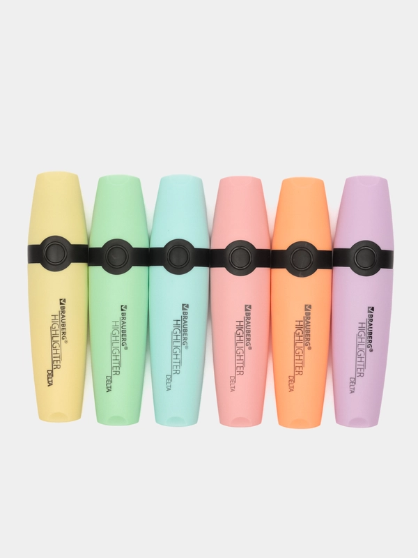 Текстовыделители Brauberg Delta Pastel набор 6 цветов, пастельные маркеры, линия 1-5 мм