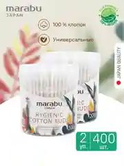 Ватные палочки, 2 уп по 200 шт, Marabu Botanica, пластиковая банка
