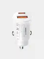Белый автомобильное зарядное устройство в прикуриватель Type-C + USB, быстрая зарядка, 30В