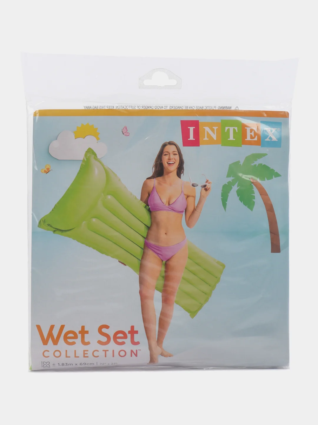 Лайм надувной матрас для плавания "Неоновый мороз" INTEX, 183 х 69 см, до 100 кг