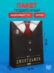 Пакет подарочный "Джентльмен", L 38 х 28 х 11,5 см