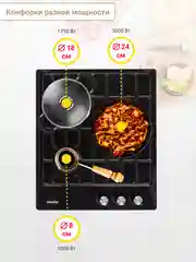 Газовая варочная поверхность Simfer H45V35B571 H45V35W571 газ-контроль, WOK-конфорка