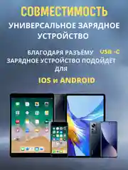 Черный сетевое зарядное устройство для телефона с кабелем Type-C / 1 метр / Черный