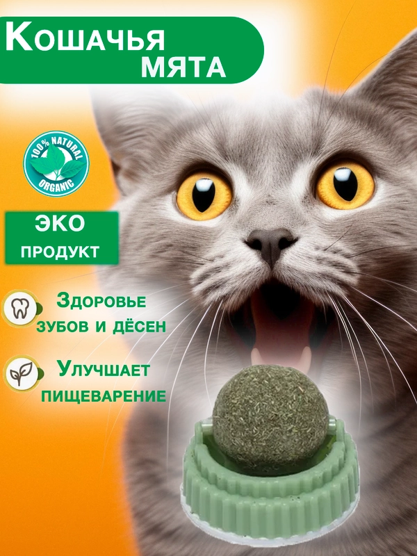Игрушка кошачья мята, для кошек, шарик-лакомство, с кошачьей мятой