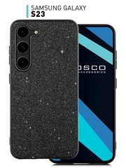Блестящий чехол для Samsung Galaxy S23 пластиковый ROSCO со стразами силиконовая окантовка