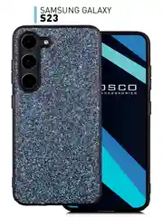 Фиолетовый блестящий чехол для Samsung Galaxy S23 пластиковый ROSCO со стразами силиконовая окантовка