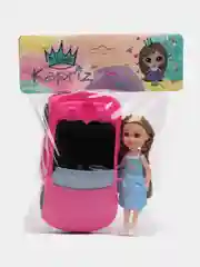 Алый игровой набор "Кукла ТМ "Miss Kapriz", 15 см, на машине, самокате, лыжах, роликовых коньках