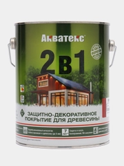 Акватекс 2 в 1, пропитка по дереву, цвет Рябина, 2,7 л