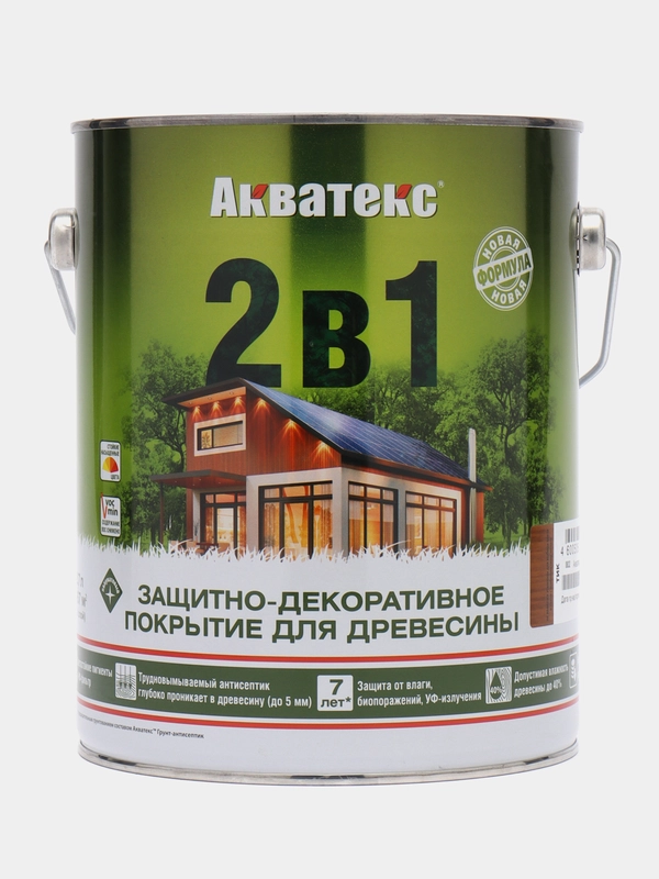 Акватекс 2 в 1, пропитка по дереву, цвет Тик, 2,7 л