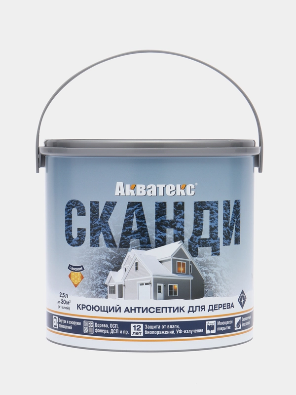 Акватекс Сканди, пропитка по дереву, цвет Фьорд, 2,5 л