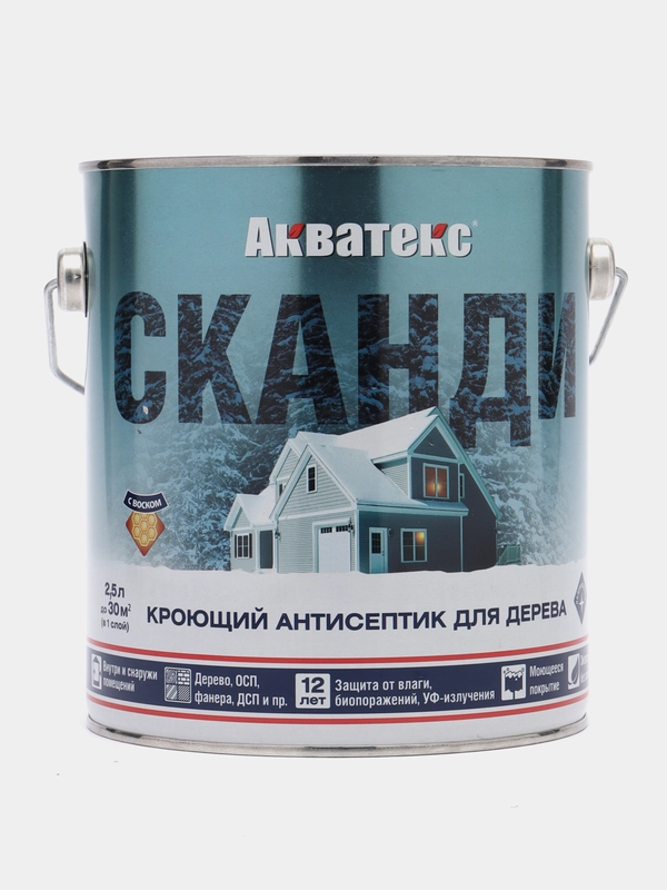 Акватекс Сканди, пропитка по дереву, цвет Лакрица, 2,5 л