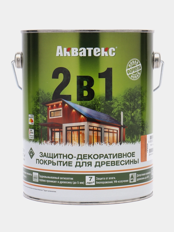 Акватекс 2 в 1, пропитка по дереву, цвет Груша, 2,7 л