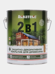 Акватекс 2 в 1, пропитка по дереву, цвет Дуб, 2,7 л