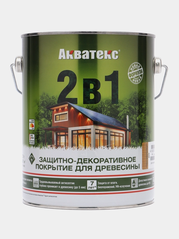 Акватекс 2 в 1, пропитка по дереву, цвет Дуб, 2,7 л