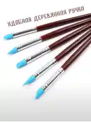 Голубой силиконовые кисти для рисования, лепки, для моделирования, для скульптур, набор 5 штук