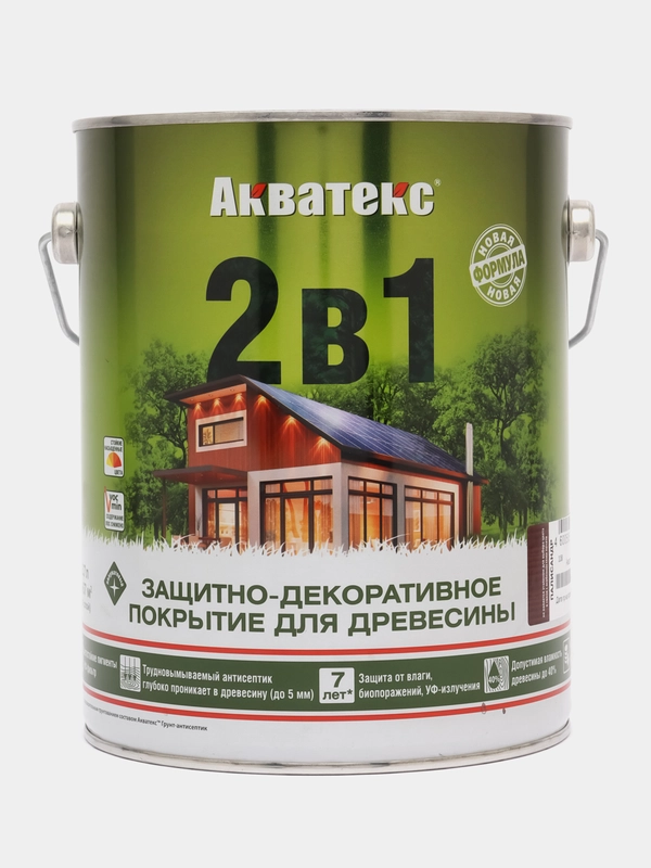 Акватекс 2 в 1, пропитка по дереву, цвет Палисандр, 2,7 л