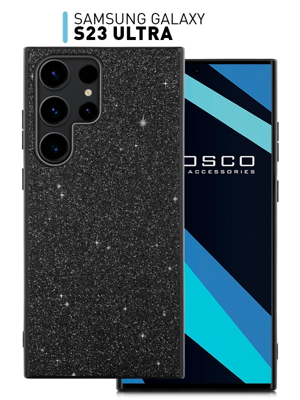 Блестящий чехол для Samsung Galaxy S23 Ultra пластиковый ROSCO с силиконом, со стразами