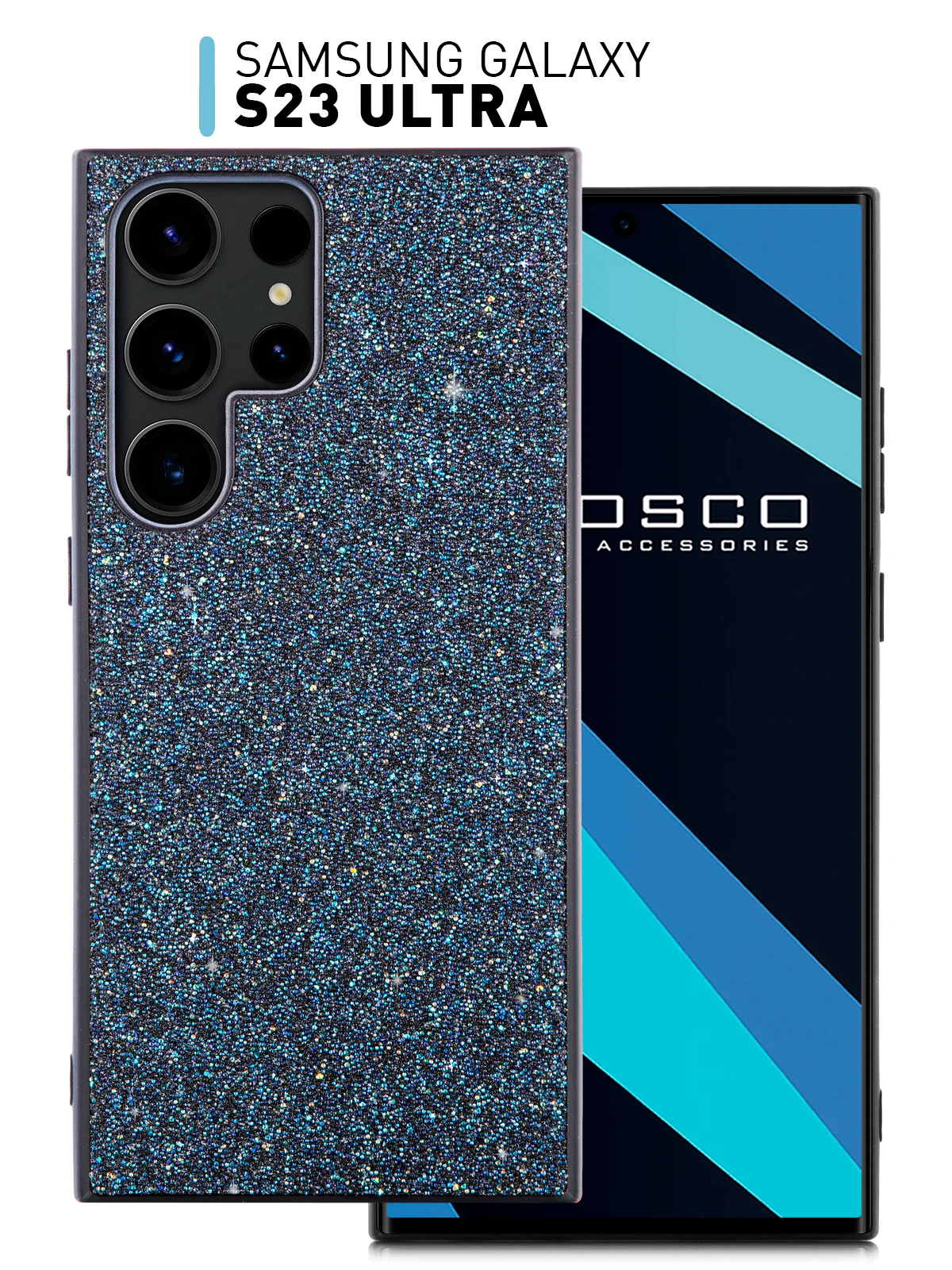 Блестящий чехол для Samsung Galaxy S23 Ultra пластиковый ROSCO с силиконом, со стразами