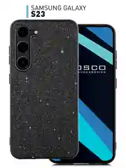 Черный блестящий чехол для Samsung Galaxy S23 пластиковый ROSCO со стразами силиконовая окантовка