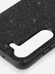 Черный блестящий чехол для Samsung Galaxy S23 пластиковый ROSCO со стразами силиконовая окантовка