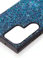 Синий блестящий чехол для Samsung Galaxy S23 Ultra пластиковый ROSCO с силиконом, со стразами