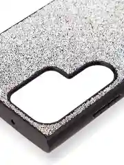 Серебряный блестящий чехол для Samsung Galaxy S23 Ultra пластиковый ROSCO с силиконом, со стразами