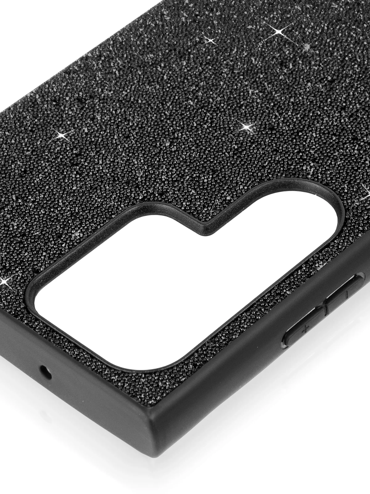 Черный блестящий чехол для Samsung Galaxy S23 Ultra пластиковый ROSCO с силиконом, со стразами