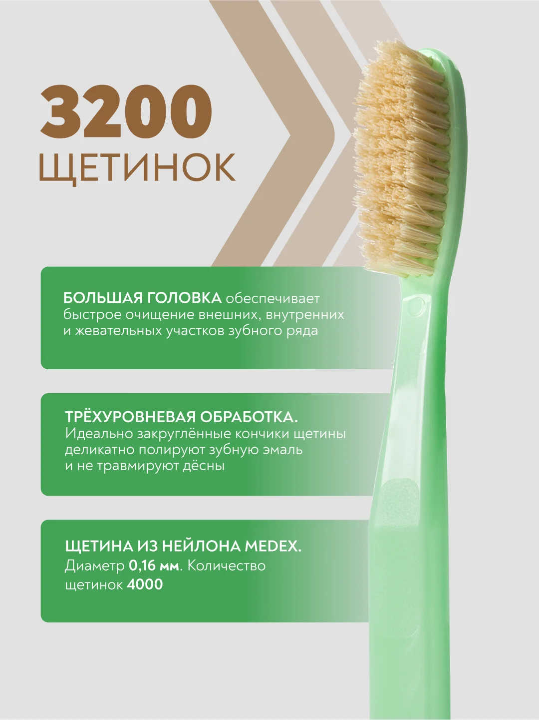 Зубная щётка PRESIDENT Natural Средней жесткости
