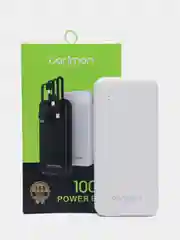 Белый powerbank со встроенными кабелями, Lightning, Type-C, 10000 mAh