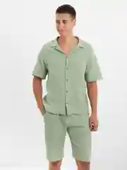 Лайм мужской муслиновый летний костюм с шортами