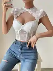 Белый топ корсет кружевной, вечерний