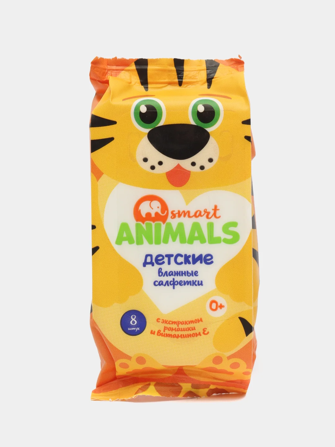 Белый салфетки влажные детские с ромашкой и витамином Е Smart animals