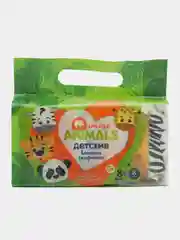 Белый салфетки влажные детские с ромашкой и витамином Е Smart animals