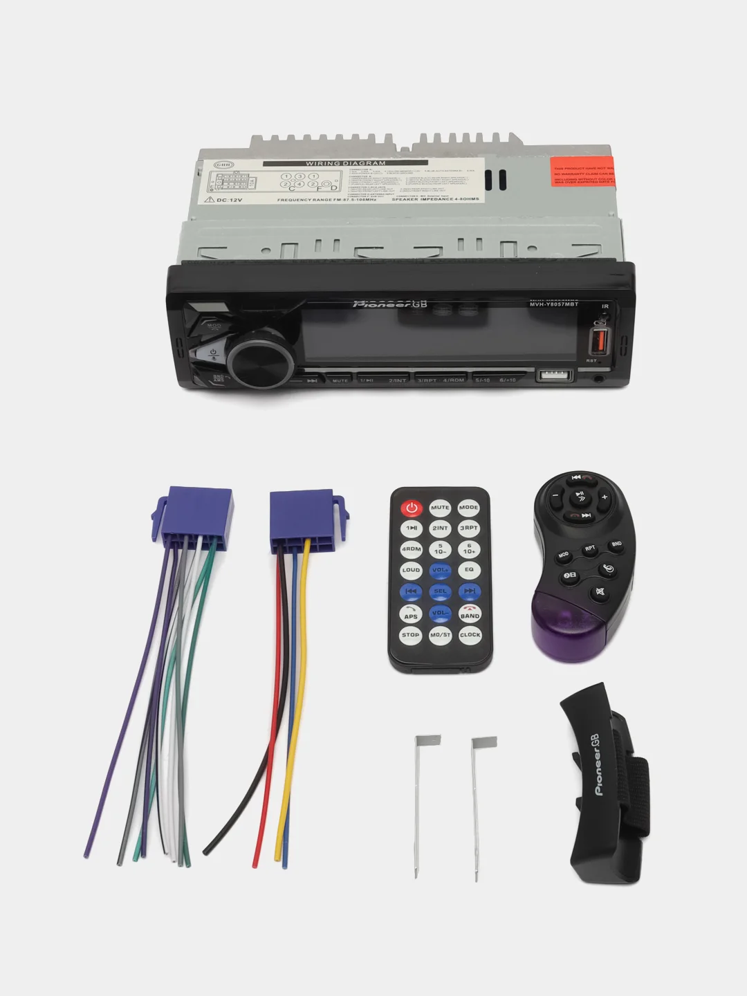 Зеленый автомагнитола Pioneer GB MVH, 7 цветов подсветки, 1 Din, Bluetooth, мультируль, пульт ДУ