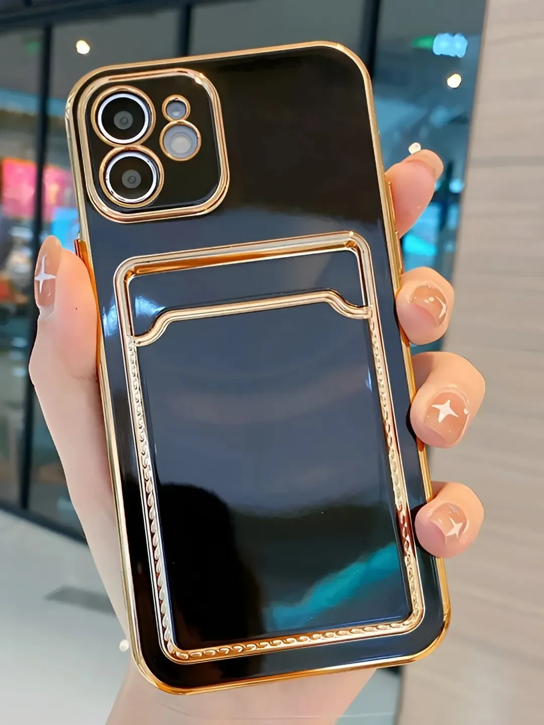 Черный чехол на айфон 11, для iPhone 13, 12 Mini 7/8 Plus/XR/XS/15 Pro Max, с карманом для карт