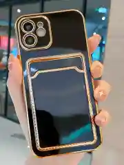 Черный чехол на айфон 11, для iPhone 13, 12 Mini 7/8 Plus/XR/XS/15 Pro Max, с карманом для карт