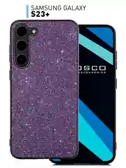 Фиолетовый блестящий чехол для Samsung Galaxy S23 Plus ROSCO со стразами и силиконовой окантовкой