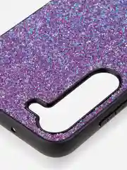 Фиолетовый блестящий чехол для Samsung Galaxy S23 Plus ROSCO со стразами и силиконовой окантовкой