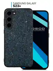 Синий блестящий чехол для Samsung Galaxy S23 Plus ROSCO со стразами и силиконовой окантовкой