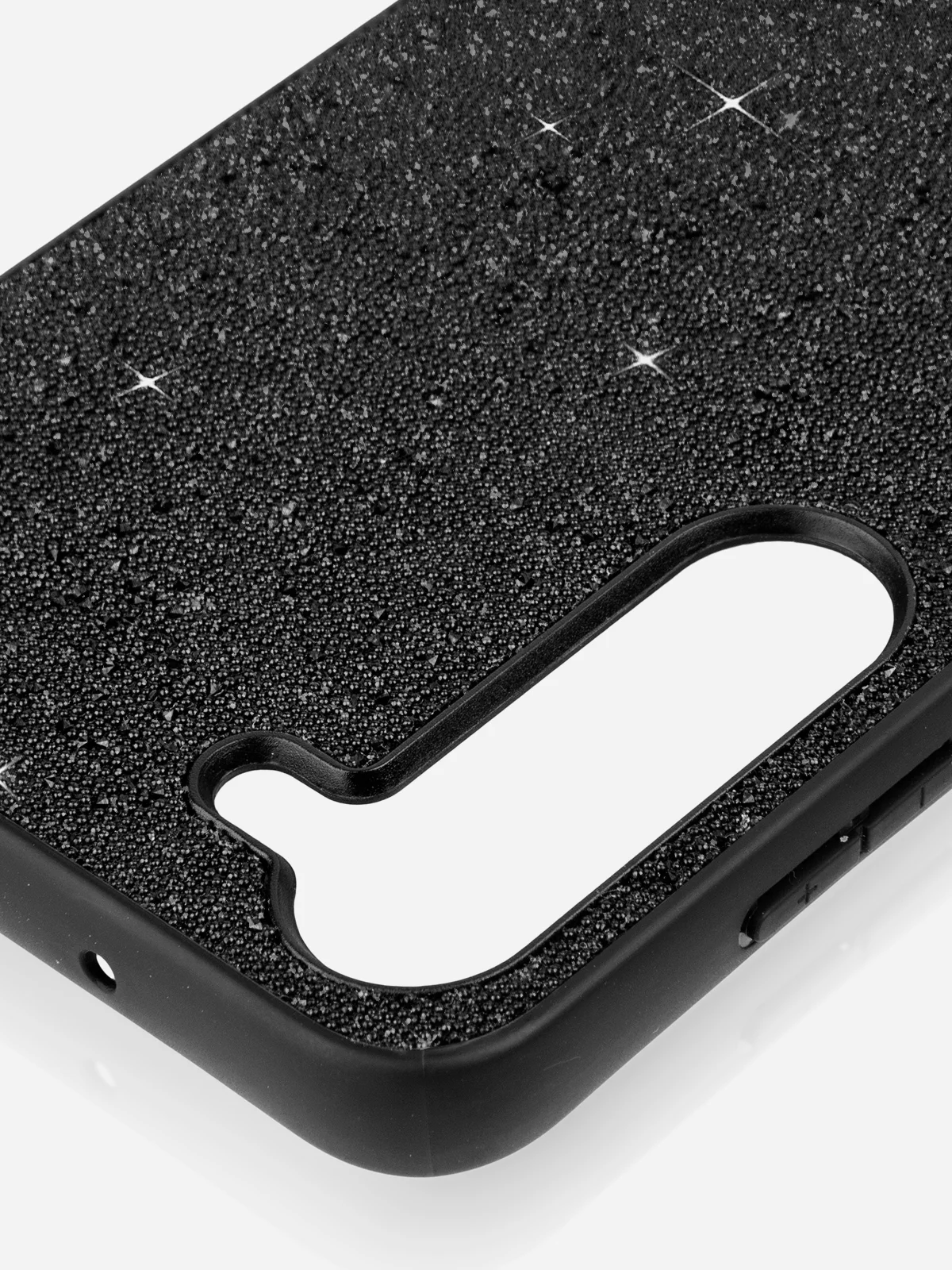Черный блестящий чехол для Samsung Galaxy S23 Plus ROSCO со стразами и силиконовой окантовкой