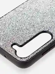 Серебряный блестящий чехол для Samsung Galaxy S23 Plus ROSCO со стразами и силиконовой окантовкой