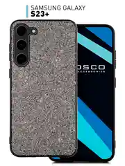 Серебряный блестящий чехол для Samsung Galaxy S23 Plus ROSCO со стразами и силиконовой окантовкой