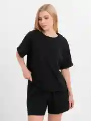 Черный костюм оверсайз футболка шорты хлопок