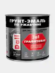 ДАЛИ Грунт-эмаль 3 в 1 по ржавчине графитовая, цвет Зеленый, 2 л
