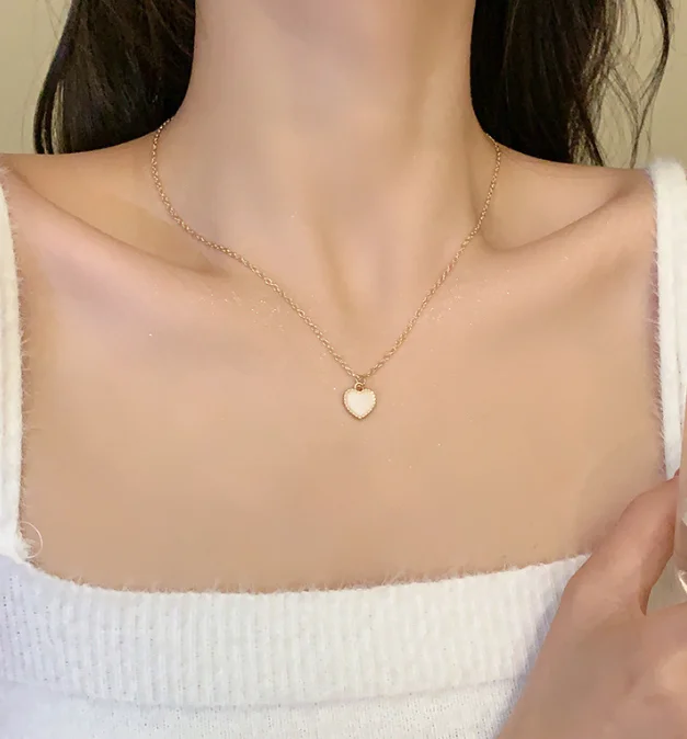 Золотой цепочка с подвеской сердце,  клевер, кулон