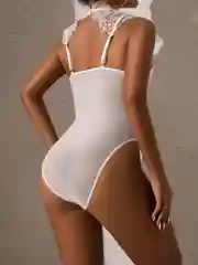 Белый боди женское кружевное, вечернее